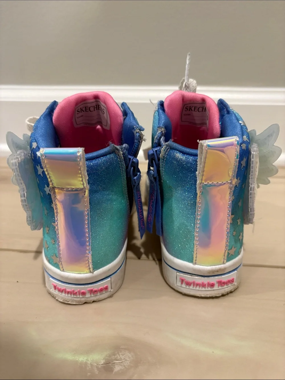 Skechers Kids High-Top Sneakers - Blue, Pink, Teal, Silver - Picture 4 of 8